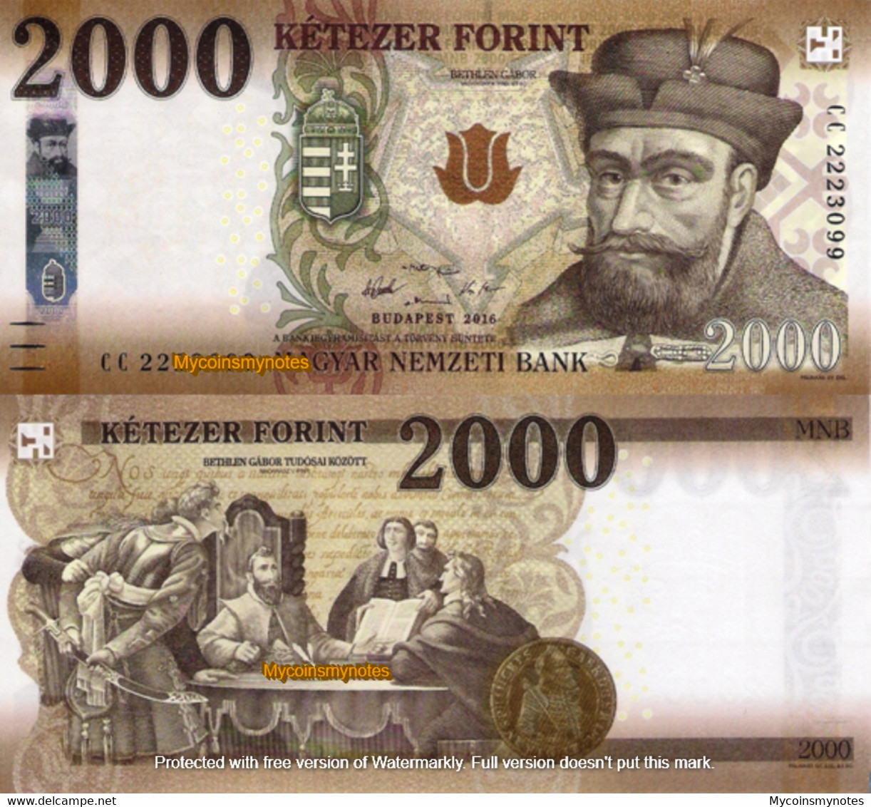 HUNGARY, 2000 FLORINT, 2016, P204a, UNC - Hongrie