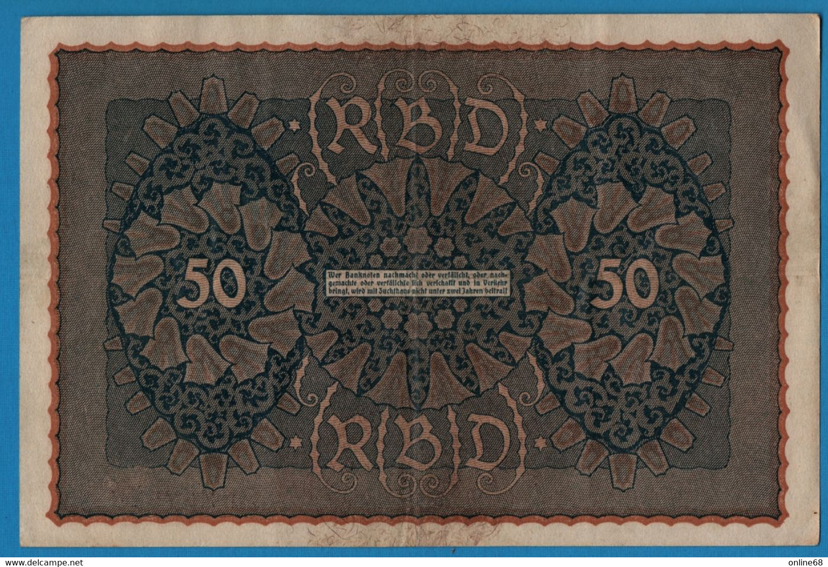 DEUTSCHES REICH 50 Mark  24.06.1919 Série PL A # 269974  P# 66 Reihe 1 - 50 Mark