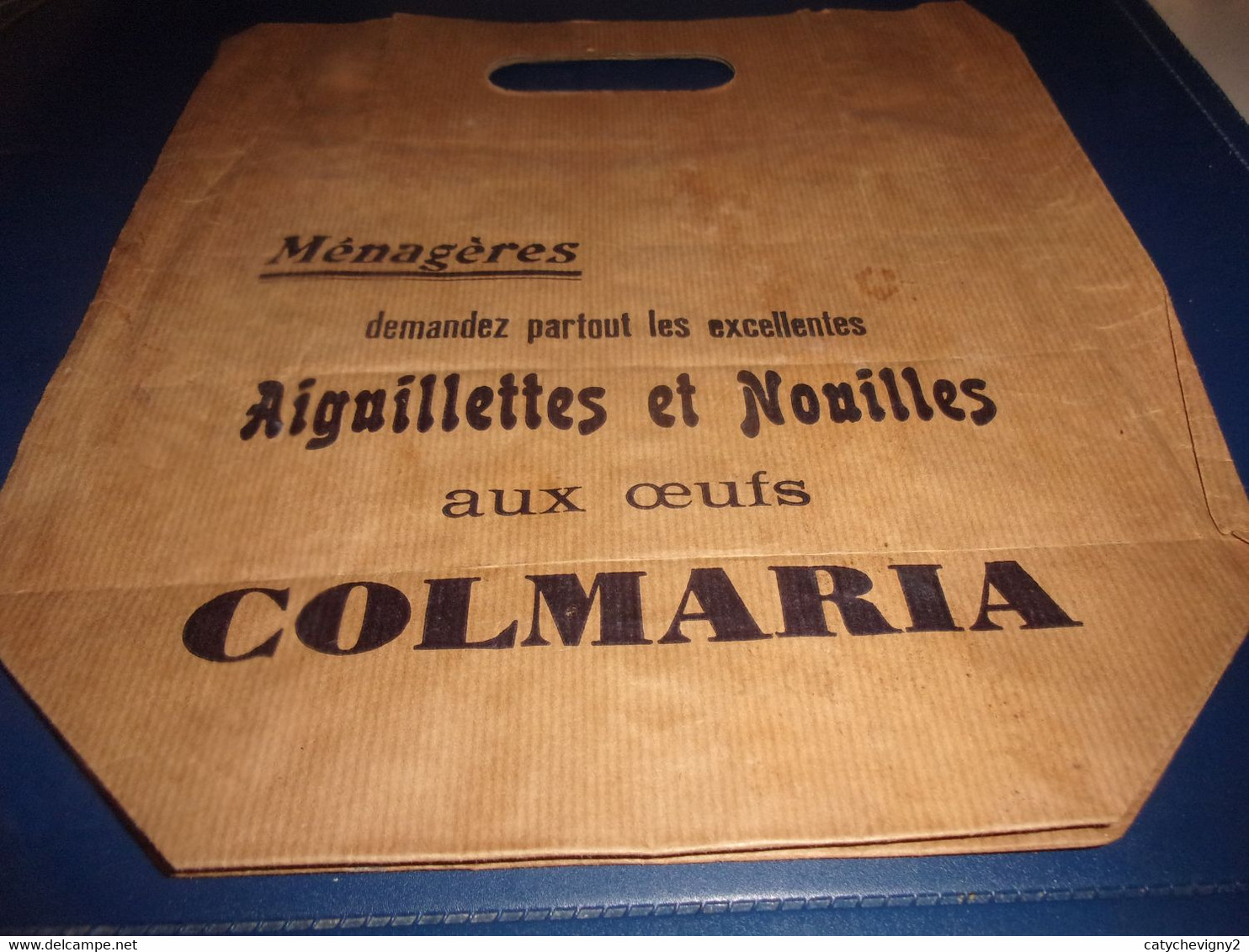 TRES VIEUX SAC EN PAPIER KRAFT POUR LES PATES COLMARIA DE CHEZ SCHEURER A LOGELBACH HAUT RHIN RARE - Materiaal En Toebehoren