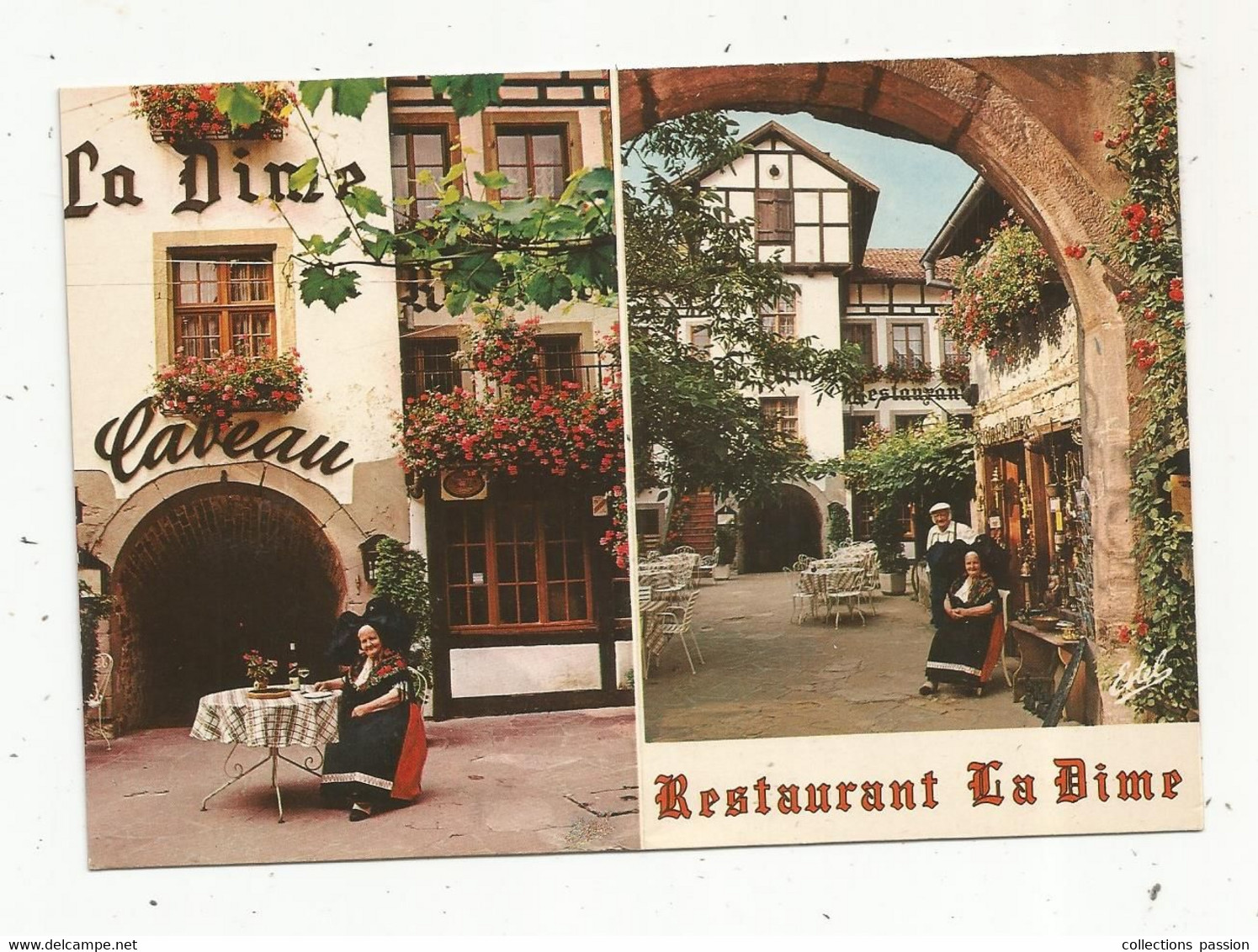 JC , G , Cp , Carte De Visite , Restaurant LA DÎME ,68 , RIQUEWIHR, 2 Scans - Tarjetas De Visita