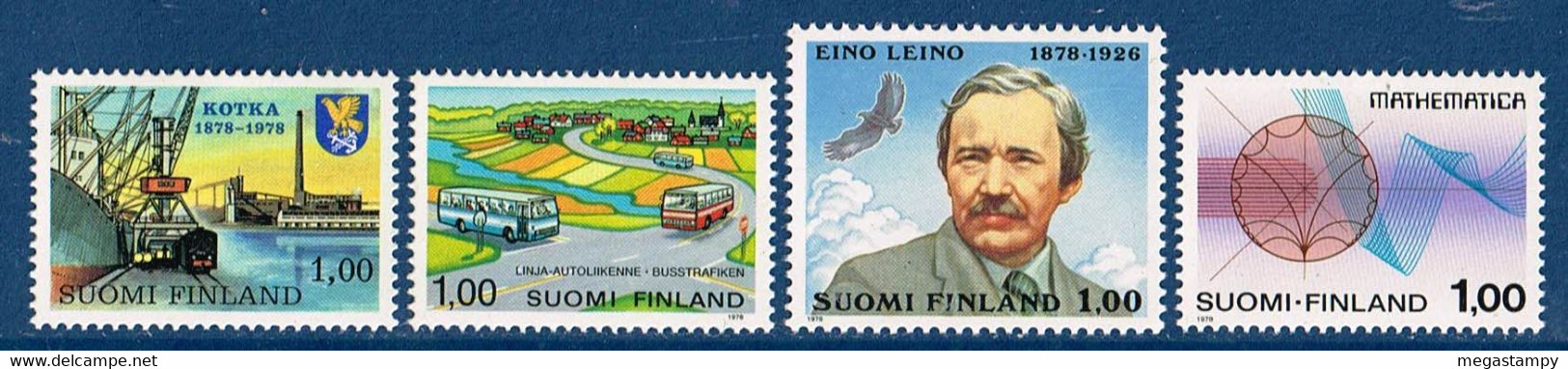 Finnland 1978 , " Hafen Kotka / Busverkehr / Eino Leino / ICM-Kongreß " ;  Mi.822, 827-829 Postfrisch / MNH / Neuf - Autres & Non Classés