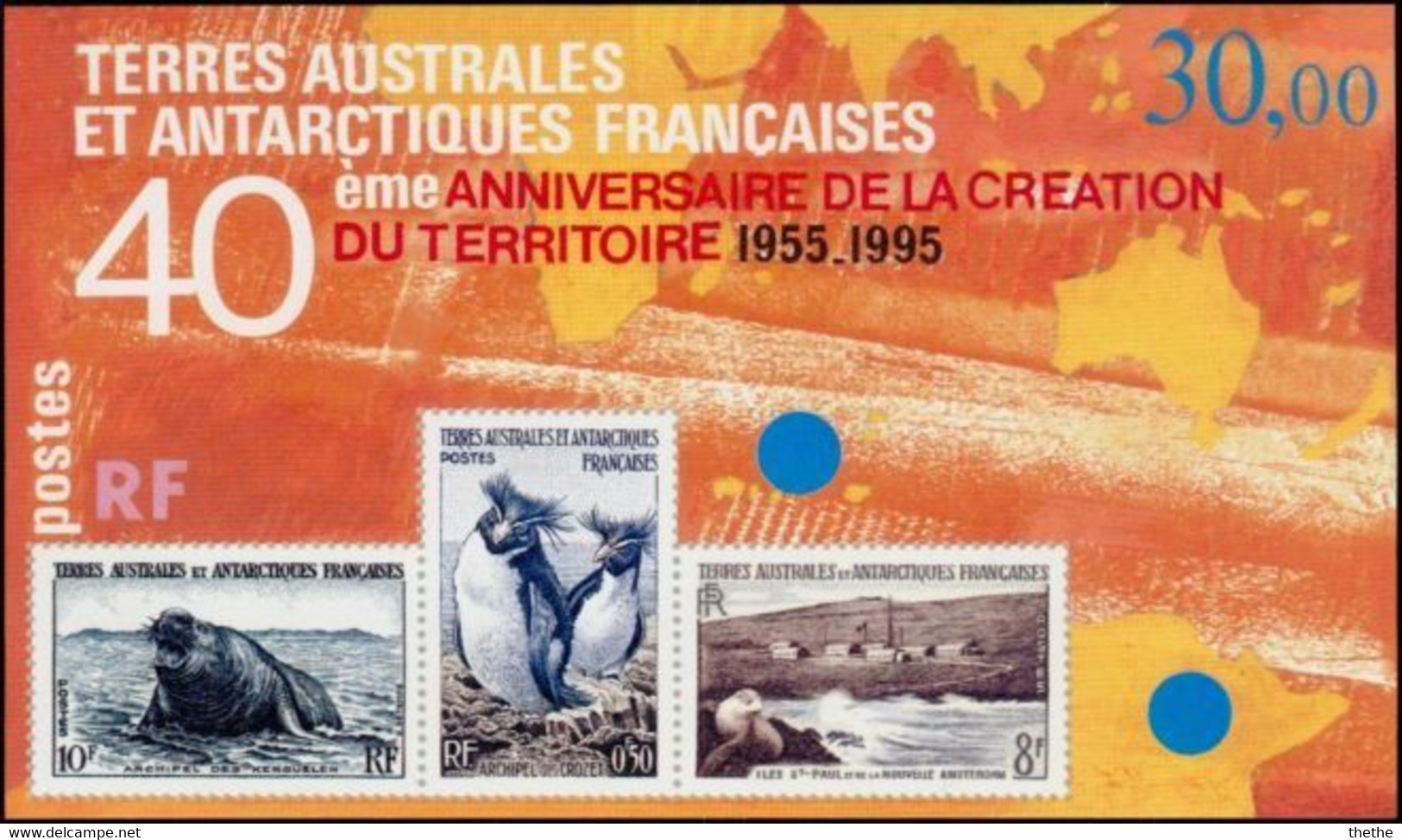 Terres Australes Et Antarctiques Françaises (TAAF) - 40éme Anniversaire De La Création Du Territoire 1955-1995 - Blocs-feuillets