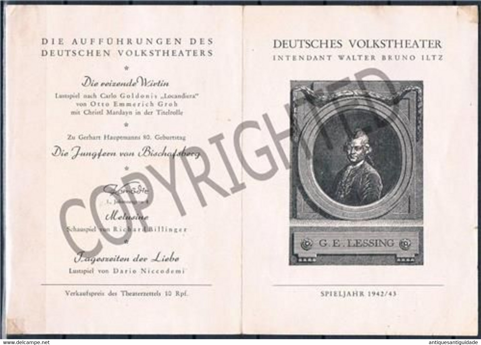 AUSTRIA, WW2 THEATER Program " DEUTCHES VOLKSTHEATER " 1942 - 1943 Johannesgasse, 4 Wien - Théâtre