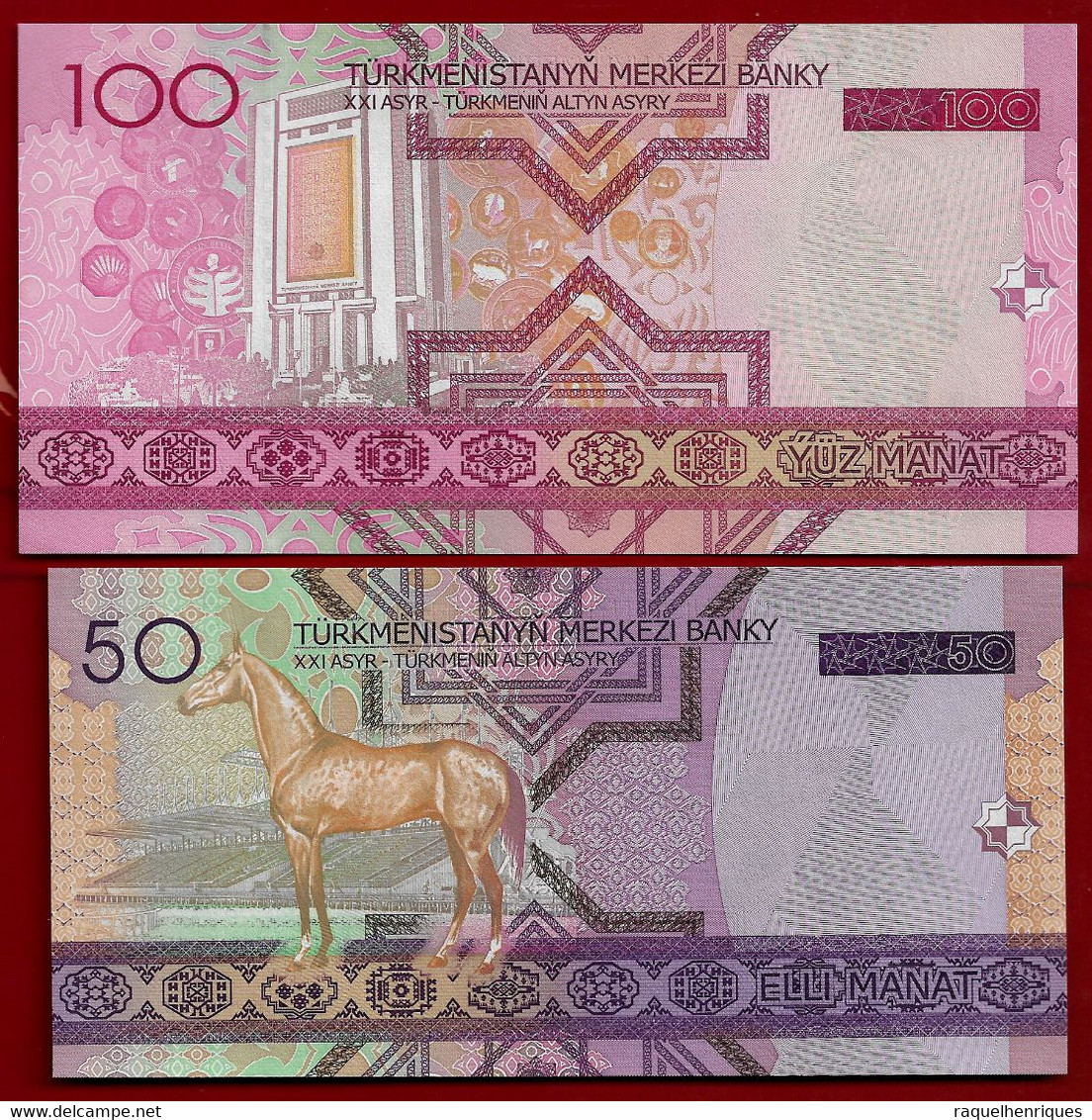 TURKMENISTAN BANKNOTE - 2 NOTES 50 + 100 MANAT 2005 P#17-18 UNC (NT#02) - Maldivas