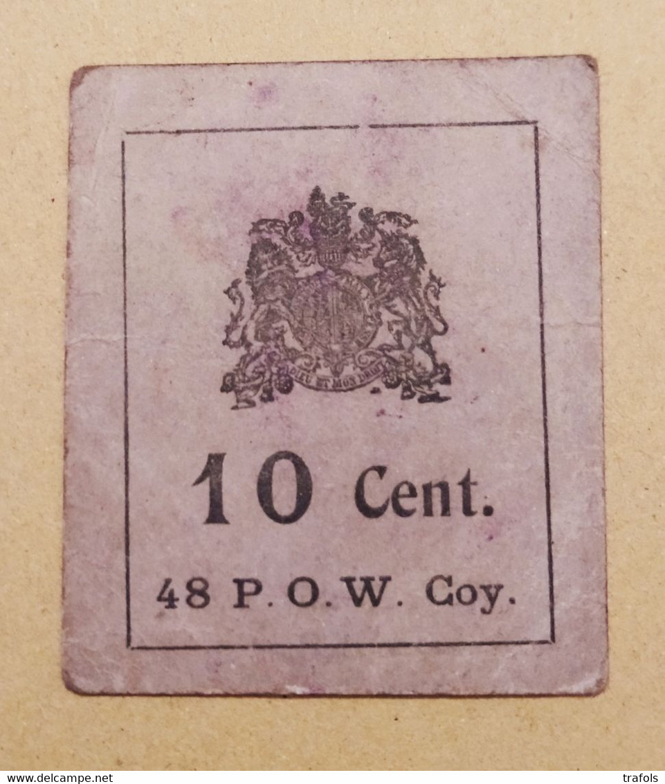 Prisoner Of War - Prisonnier De Guerre - P. O. W. - 48 POW Coy - 10 Cent Prisonniers De Guerre - RARE !! - Bonos