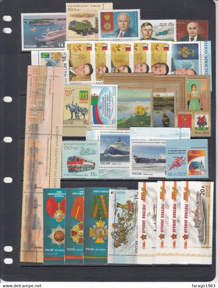 2013 Russia Collection Of 54 Stamps + 15 Souvenir Sheets  MNH - Annate Complete