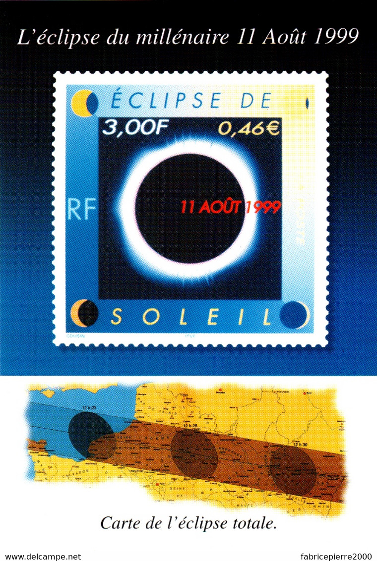 CPM Reproduction Du Timbre 3261 L'éclipse De Soleil Du Millénaire, Le 11 Août 1999 TBE - Astronomie