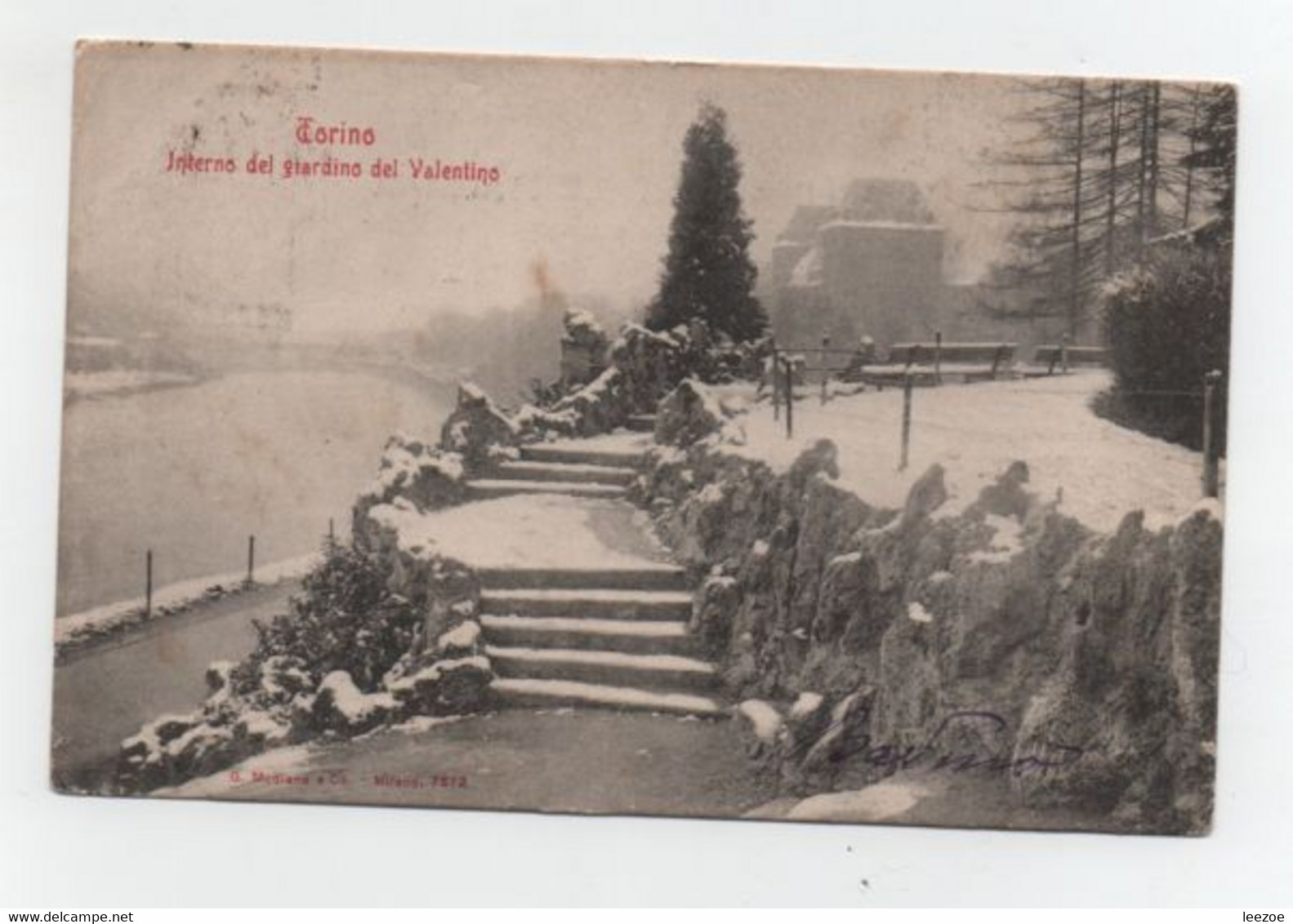 Carte Postale Turin Intérieur Du Jardin Valentino Avec Joli Tampon, 1904? Pas Le Trait Jaune Sur La Carte .....CP11 - Parken & Tuinen