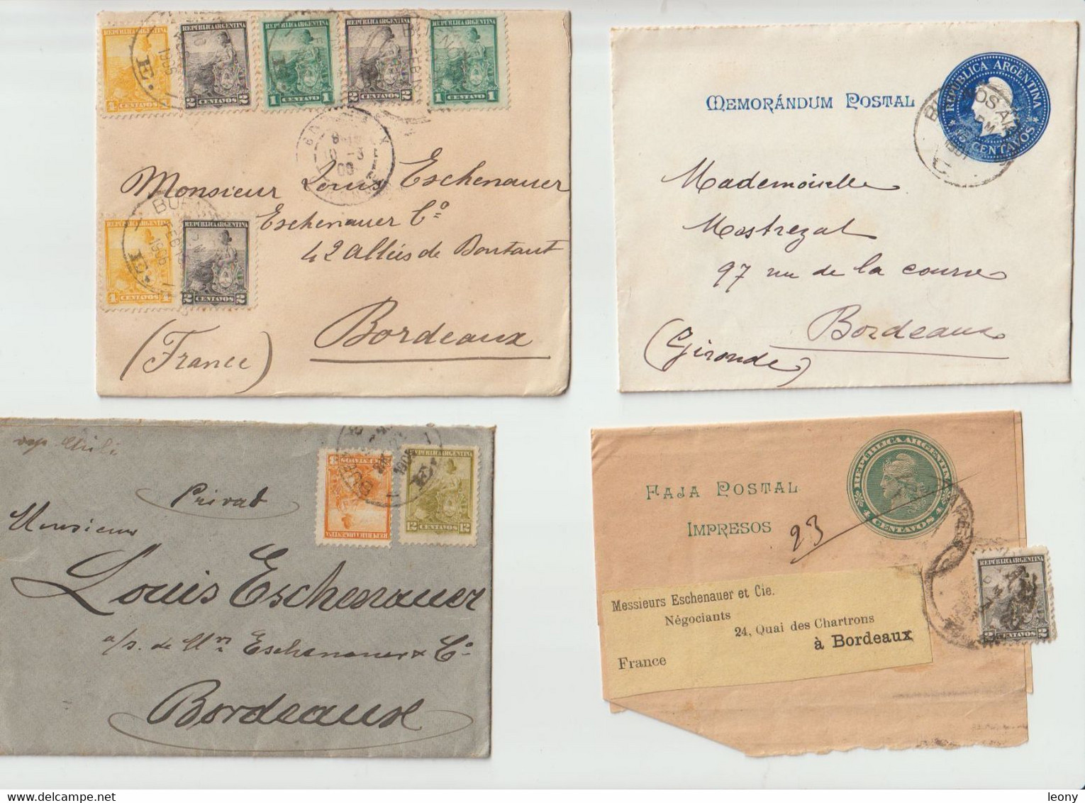 LOT  "  ENVELOPPES -  CARTE POSTALE...... -  ENTIERS POSTAUX .... " D' ARGENTINE - 1906-1897-1905-1901-1900- - Interi Postali