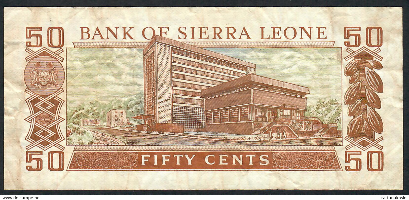 SIERRA LEONE P4a,b,c,d 50 CENTS 1972-1974-1979-1981 #D/1,D/5,D/8,D/10  4 BANKNOTES DIFFERENT SIGNATURES  F-VF NO p.h. !
