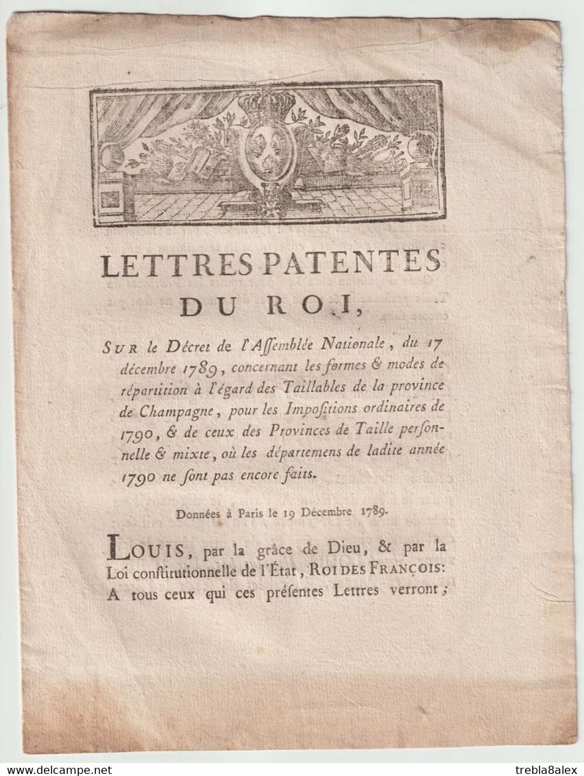 1789, Lettres Patentes Du Roi - Decrees & Laws
