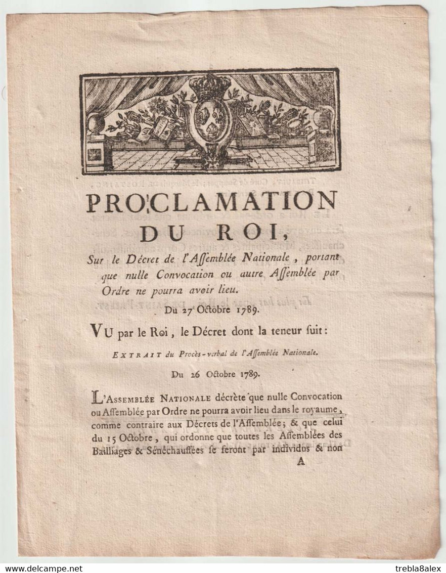1789, Proclamation Du Roi - Decrees & Laws