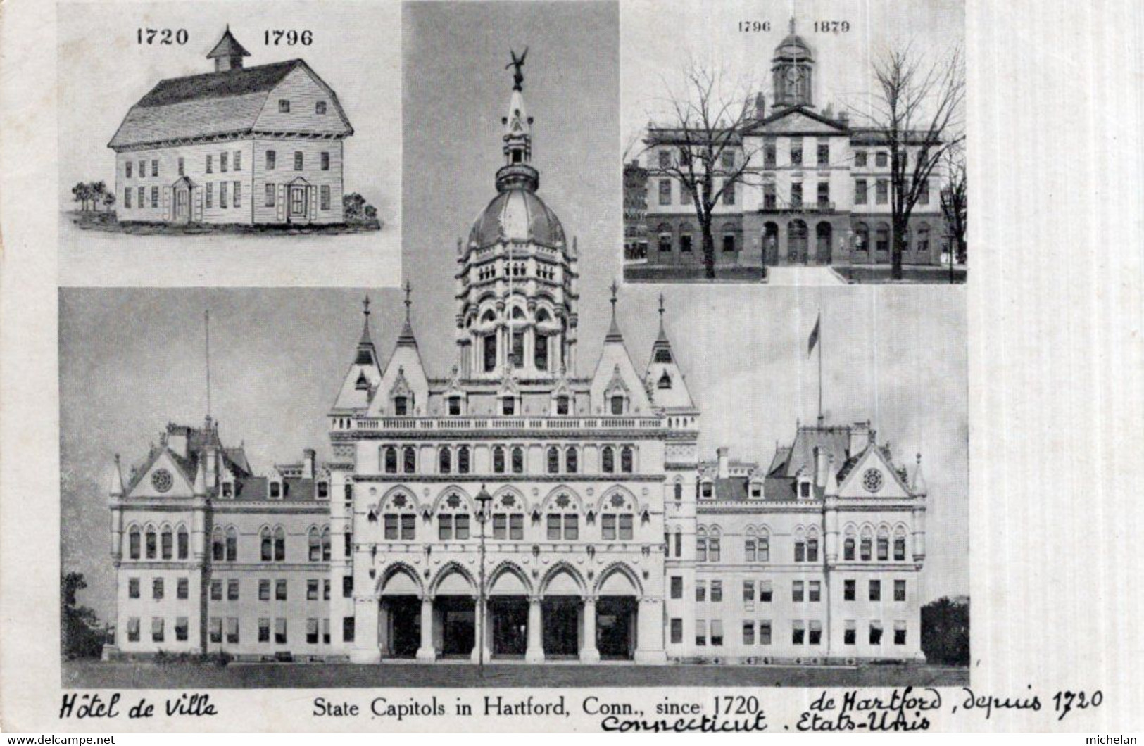 CPA   ETATS-UNIS---HOTEL DE VILLE STATE CAPITOLS IN HARTFORD, CONN., SINCE 1720 - Hartford