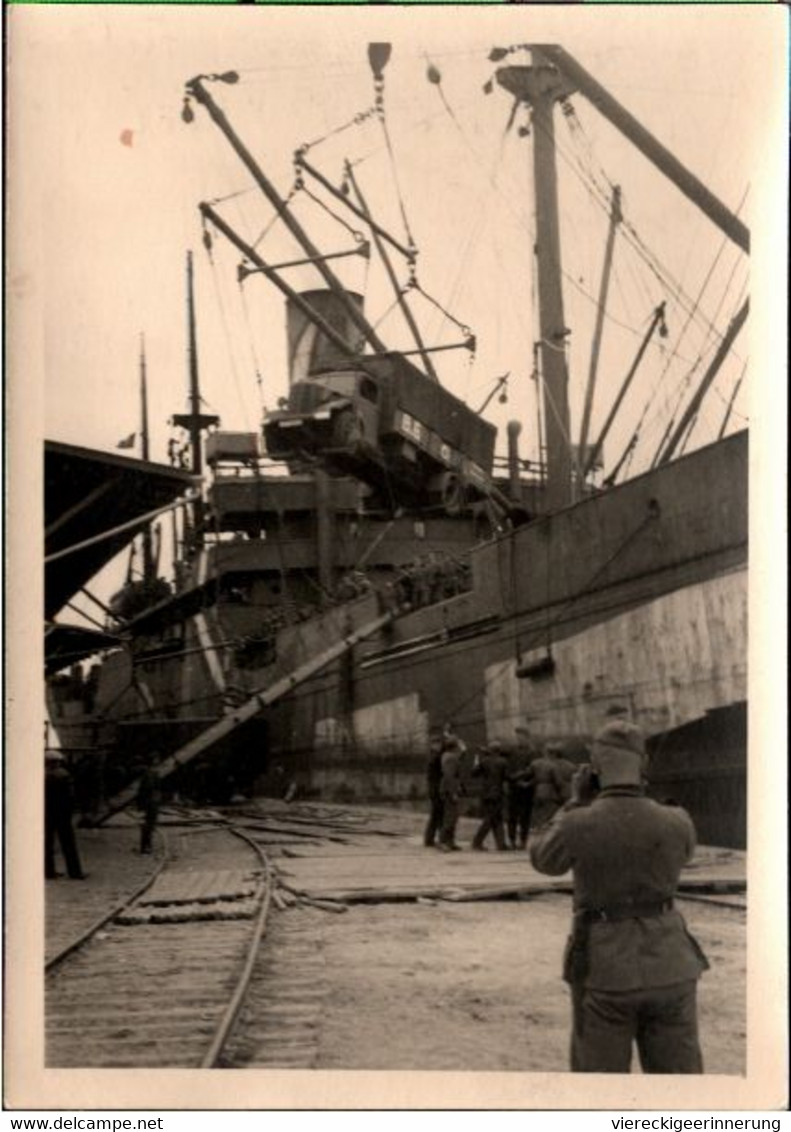 ! Foto 7x10 Cm, Photo, Hafen Stettin, Schiff, LKW, Wehrmacht, 2. Weltkrieg, Militär, Militaria, Militaire - Pommern