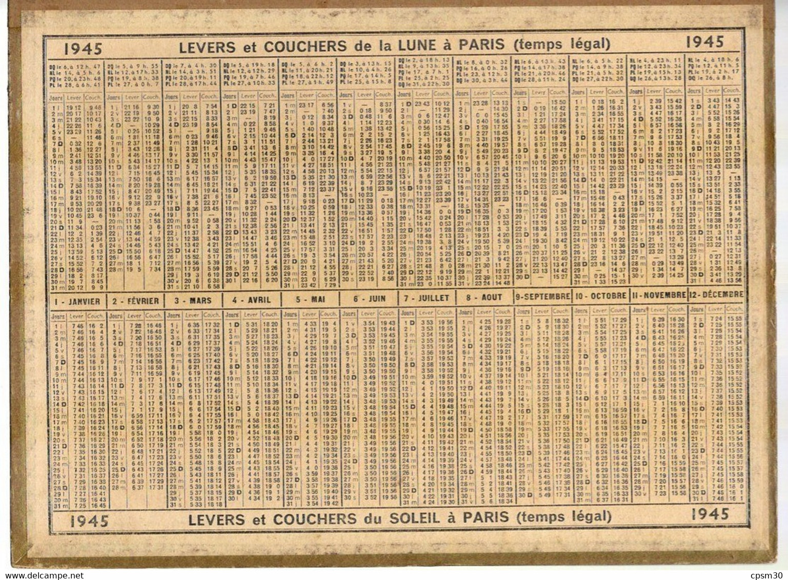 CALENDRIER GF 1945 - Messe Dans Les Catacombes, Imprimeur ?? Oller ?? (calendrier Double) - Grand Format : 1941-60