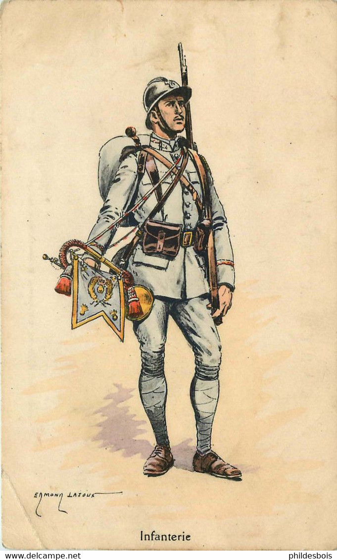 MILITAIRE UNIFORME  Infanterie    Illustrateur Edmond LAJOUX - Uniforms