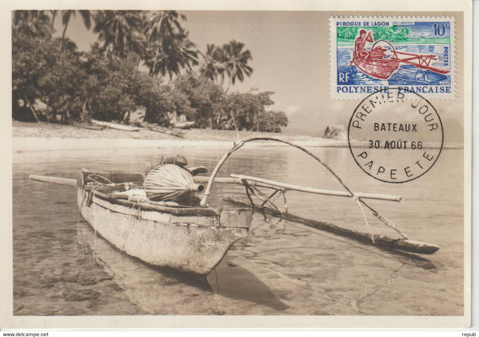 Polynésie 1966 Carte Maximum Pirogue 36 - Maximum Cards