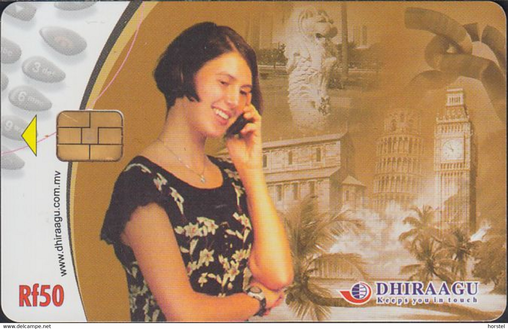 Maldiven - Chip -2MLDGI.  Girl On Phone - RF50 - GPT3 - Maldives