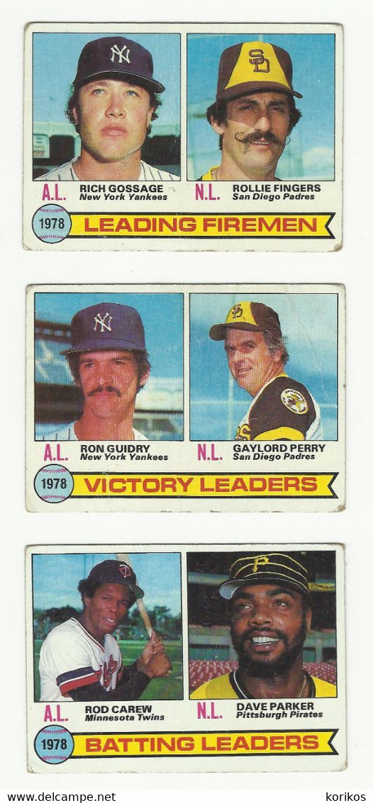 1979 BASEBALL CARDS TOPPS – 1978 SEASON LEADERS – MLB - MAJOR LEAGUE BASEBALL - Lots