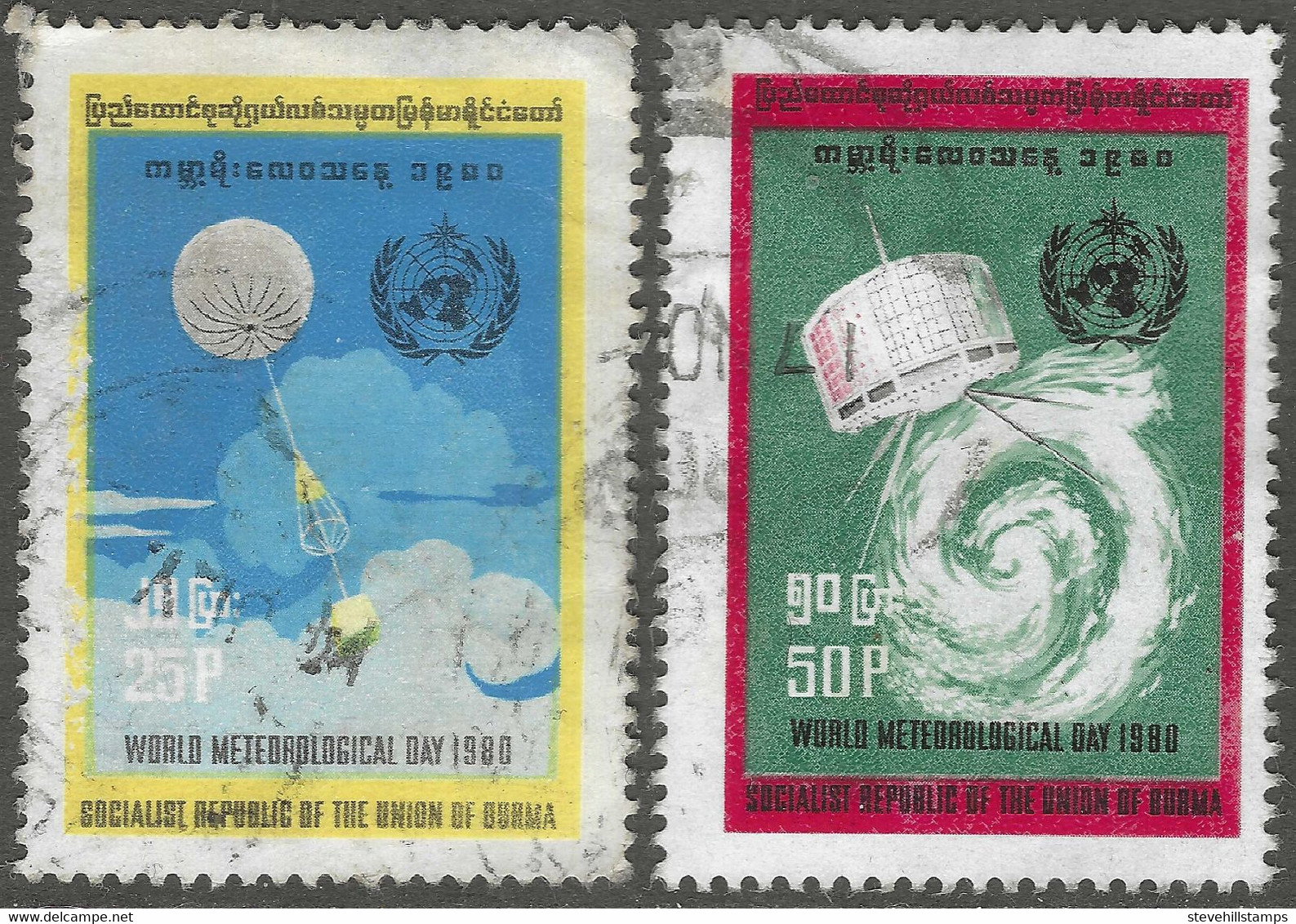 Burma. 1979 World Meteorological Day. Used Complete Set. SG 286-287 - Myanmar (Burma 1948-...)