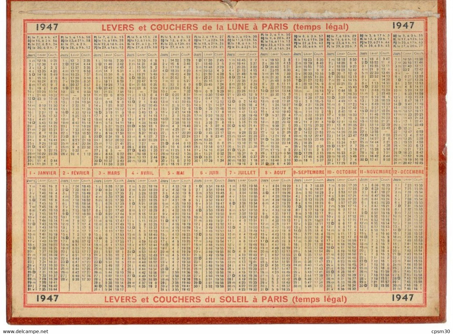 CALENDRIER GF 1947 - Chèvre Dans Les Montagnes, Imprimeur Oller Puteaux - Grand Format : 1941-60