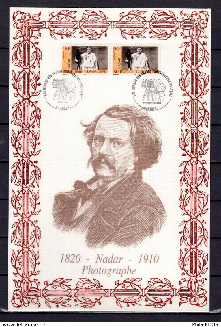 " GRDS PHOTOGRAPHES : NADAR " Sur Encart 1er Jour N°té En Soie RARE (406/700 Ex) De 1999. Ed° A.M.I.S. N° YT 3267 - Photographie