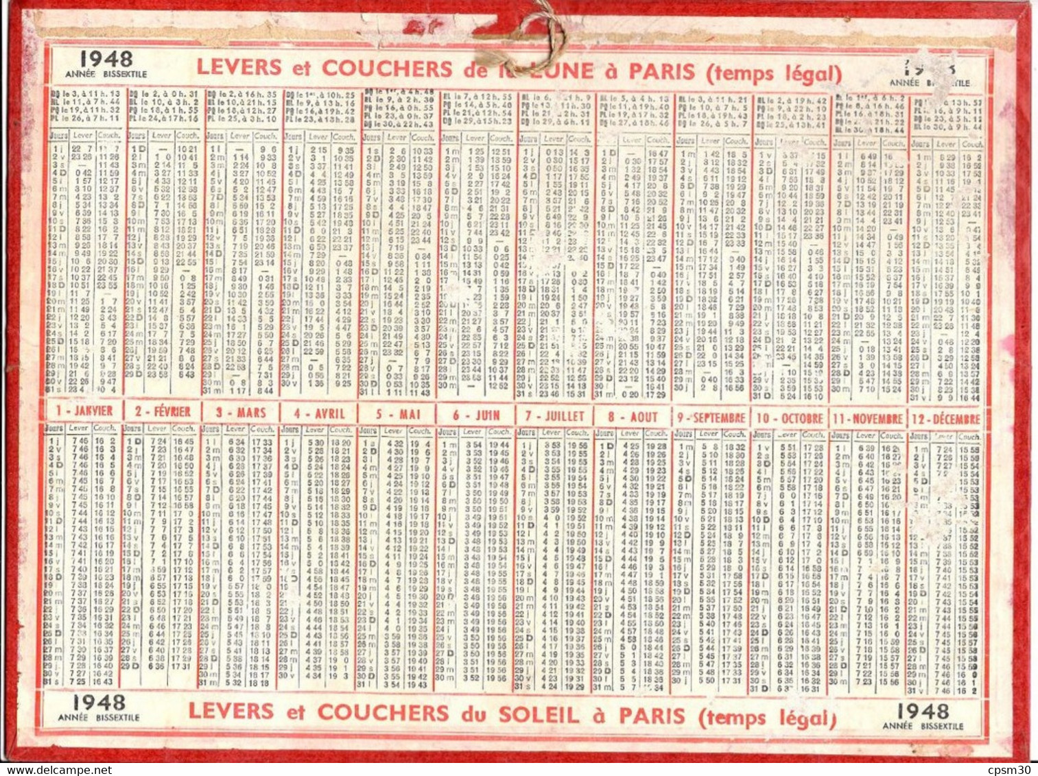 CALENDRIER GF 1948 - Canot Des Permissionnaires Matelot, Imprimeur Oller Puteaux - Grand Format : 1941-60