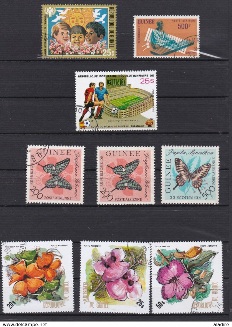 GUINEE - Belles Valeurs Football, Fleurs, Papillons, Balafon, Enfants - 9 Timbres Neufs Et Oblitérés - Mezclas (max 999 Sellos)