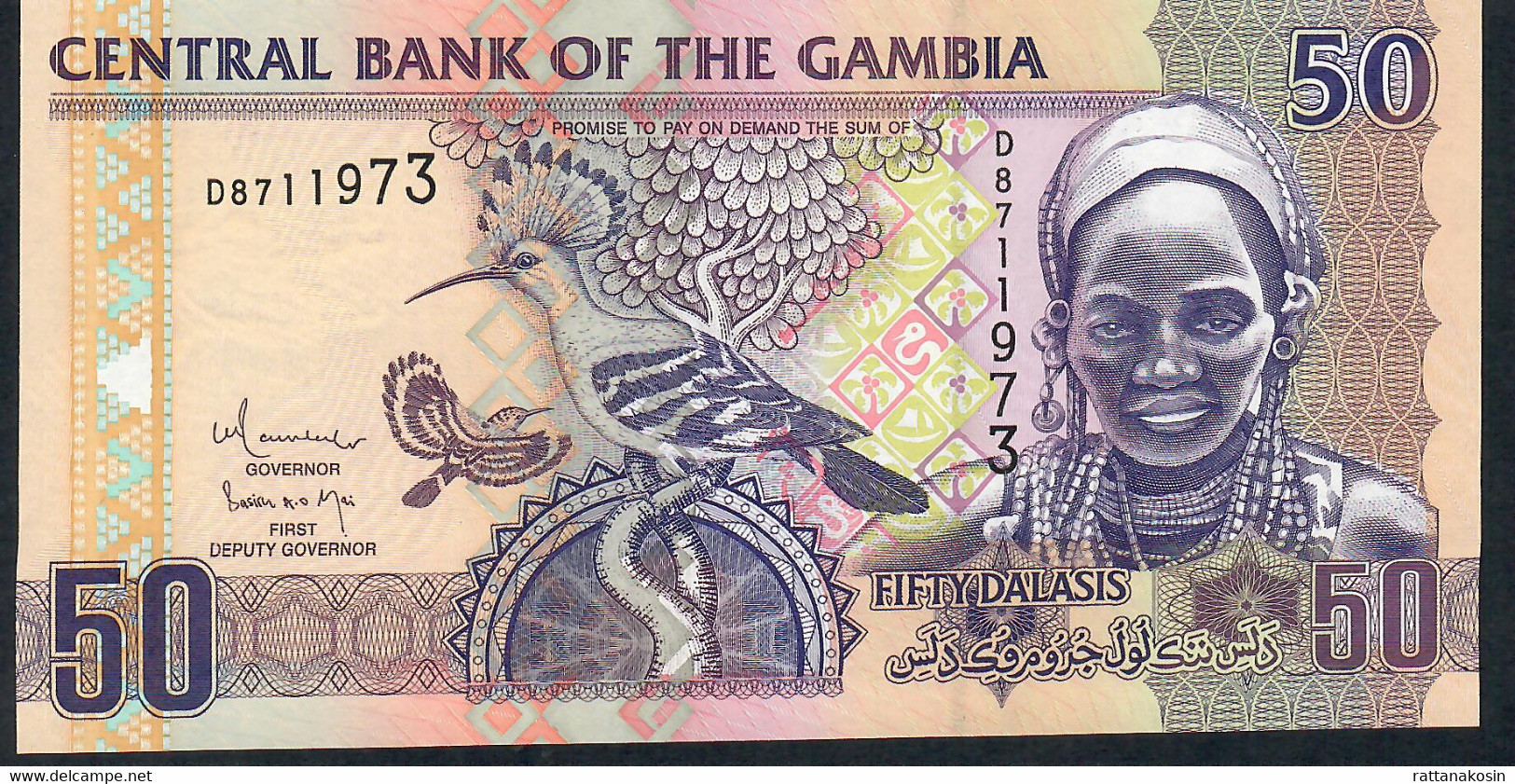 GAMBIA P28b   50  DALASIS  2010 #D  Signature 15    UNC. - Gambia