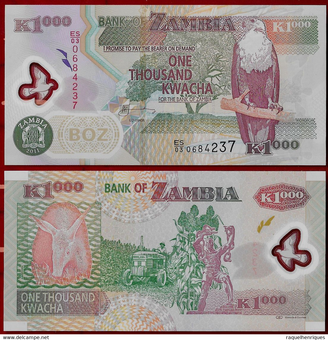 ZAMBIA BANKNOTE - 1000 KWATCHA 2011 P#44h UNC (NT#02) - Zambie