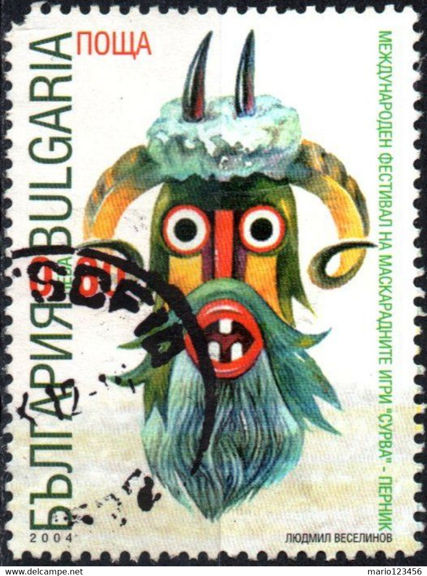 BULGARIA, FESTIVAL MASCHERE, 2004, 80 S., FRANCOBOLLO USATO Mi:BG 4637, Yt:BG BF213A - Used Stamps