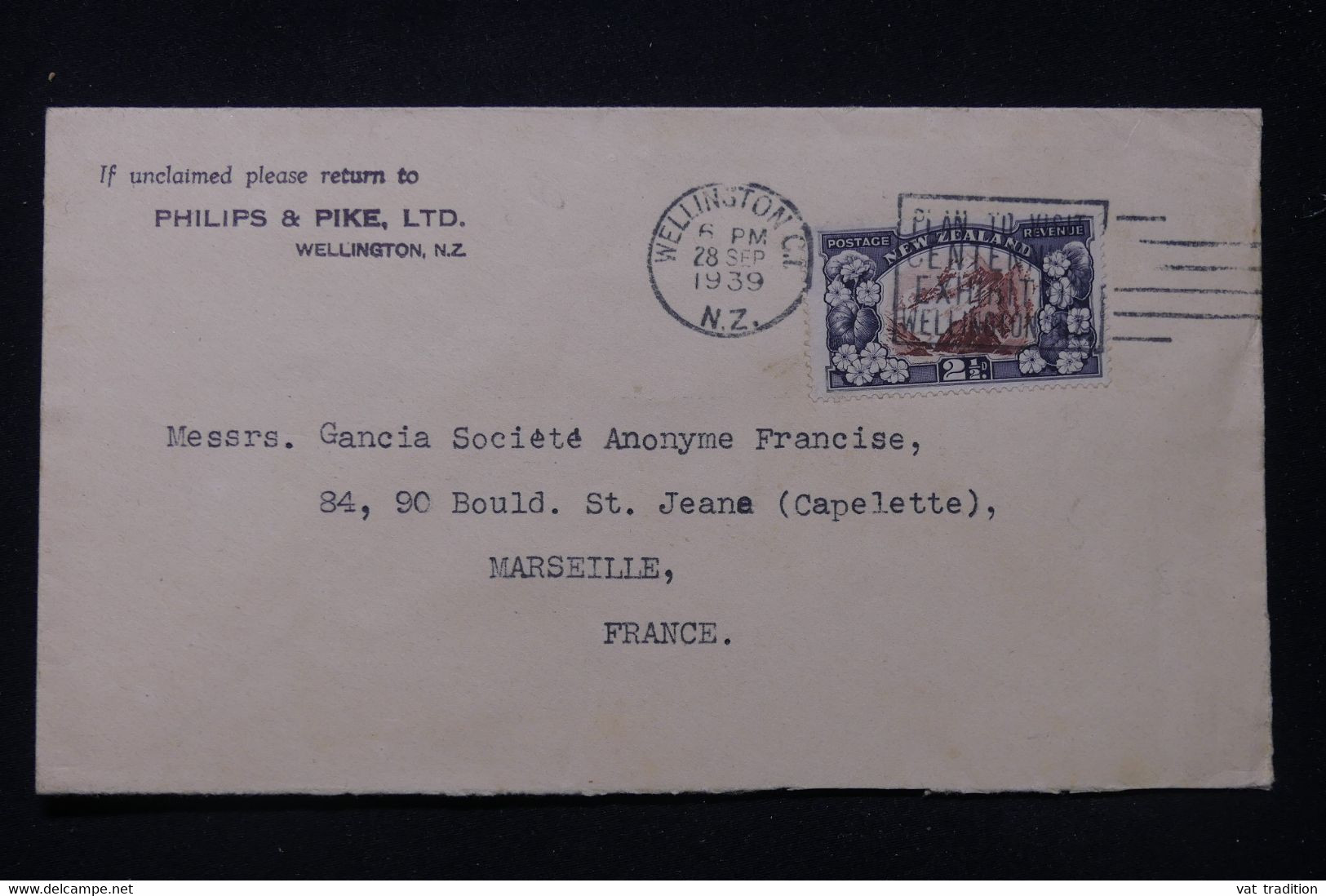 NOUVELLE ZELANDE - Enveloppe Commerciale De Wellington Pour La France En 1939 - L 92263 - Lettres & Documents