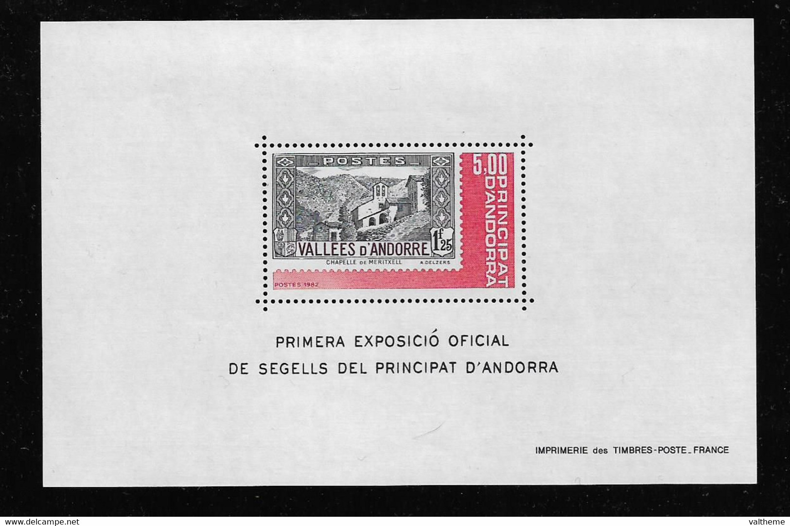 ANDORRE  ( EUAND - 942 )  1982   N° YVERT ET TELLIER  N°  1  N** - Blokken & Velletjes