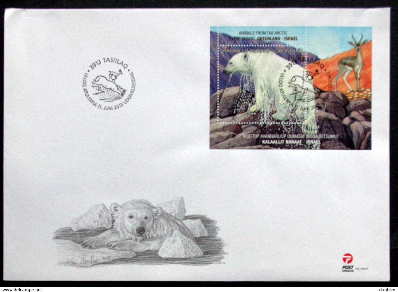 Greenland 2013 Fauna. Vulnerable Animals. Polar Bear Minr.639 BLOCK 62  FDC  Lot 6374 - FDC