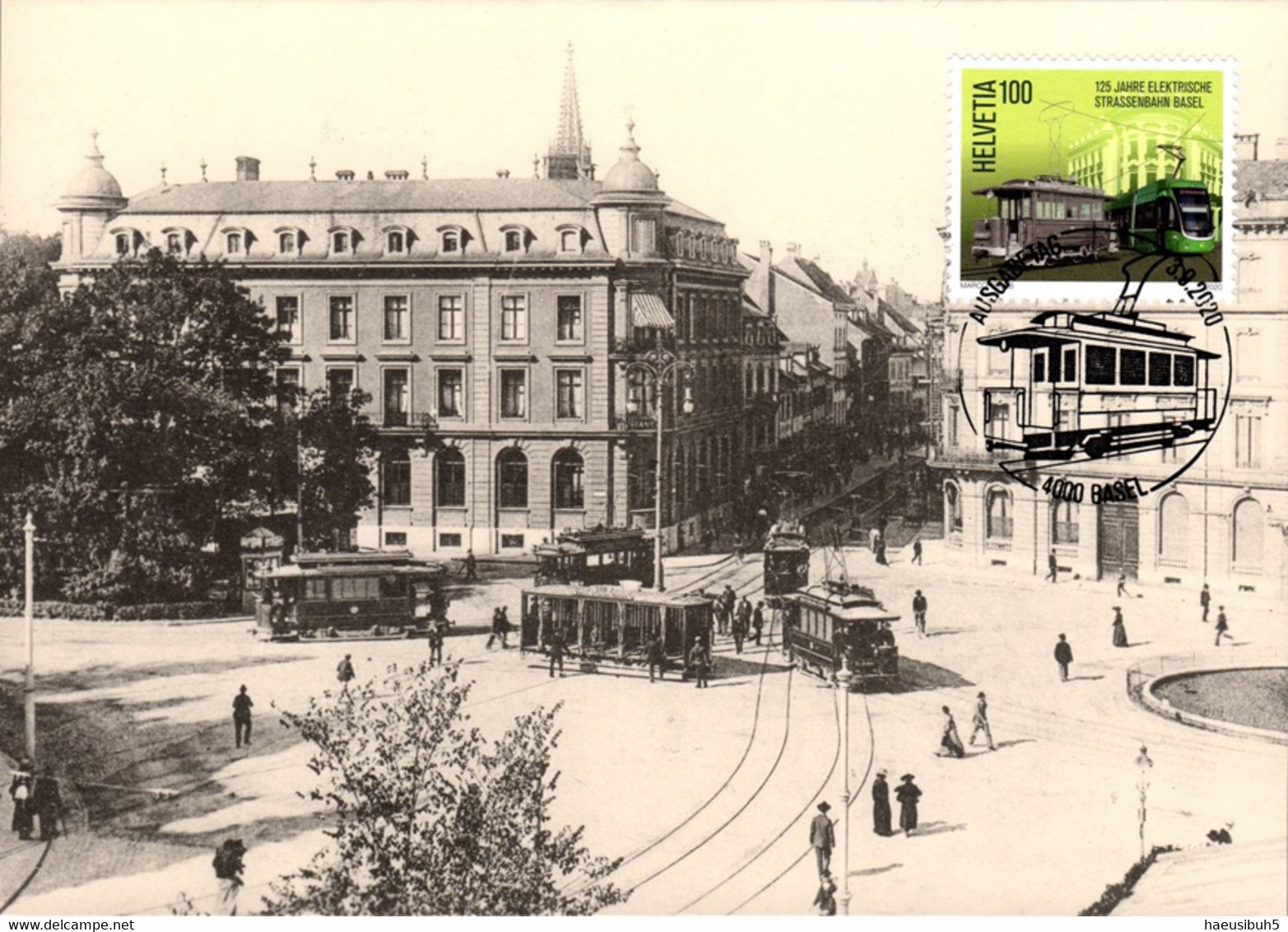 Maximumkarte 2020 Basler Tram, Jubiläum Strassenbahn Basel - Aeschenplatz Um Jh-Wende - Maximumkarten (MC)