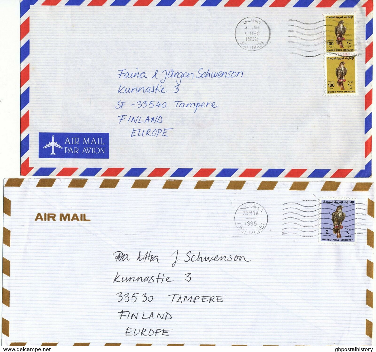 VEREINIGTE ARABISCHE EMIRATE 1992/6 7 Versch. Jagdfalke-Frank. Airmail N FINLAND - United Arab Emirates (General)