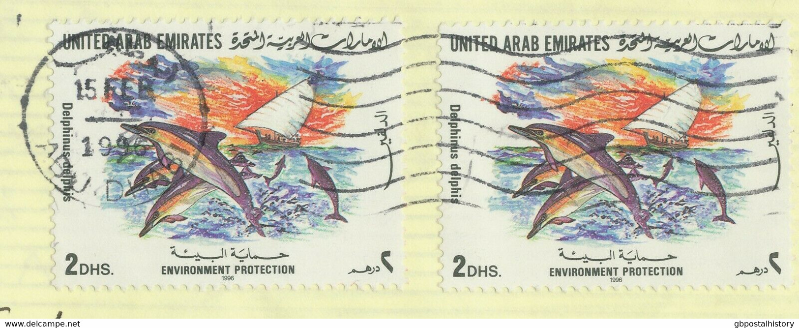 VEREINIGTE ARABISCHE EMIRATE 1996, Umweltschutz: Meeressäugetiere, Delphin Brief - Emirats Arabes Unis (Général)