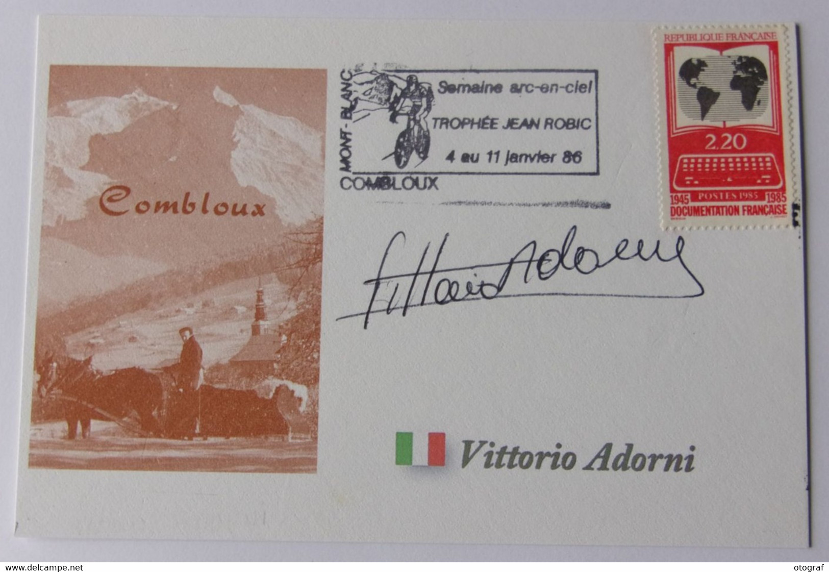 Vittorio ADORNI - Signé / Dédicace Authentique / Autographe - Cycling