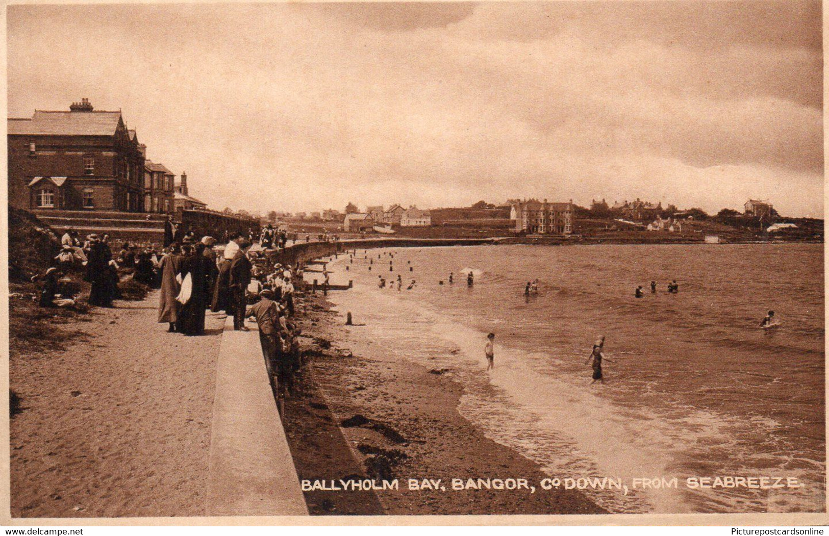 BALLYHOLM BAY BANGOR FROM SEABREEZE OLD B/W POSTCARD COUNTY DOWN NORTHERN IRELAND - Down