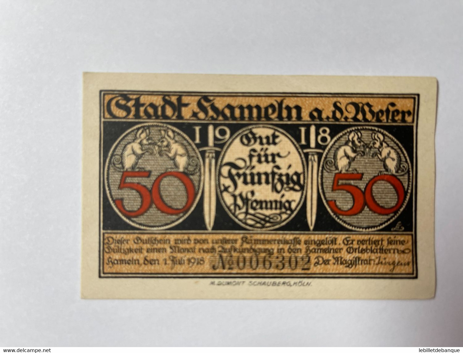 Allemagne Notgeld Hameln 50 Pfennig - Collections