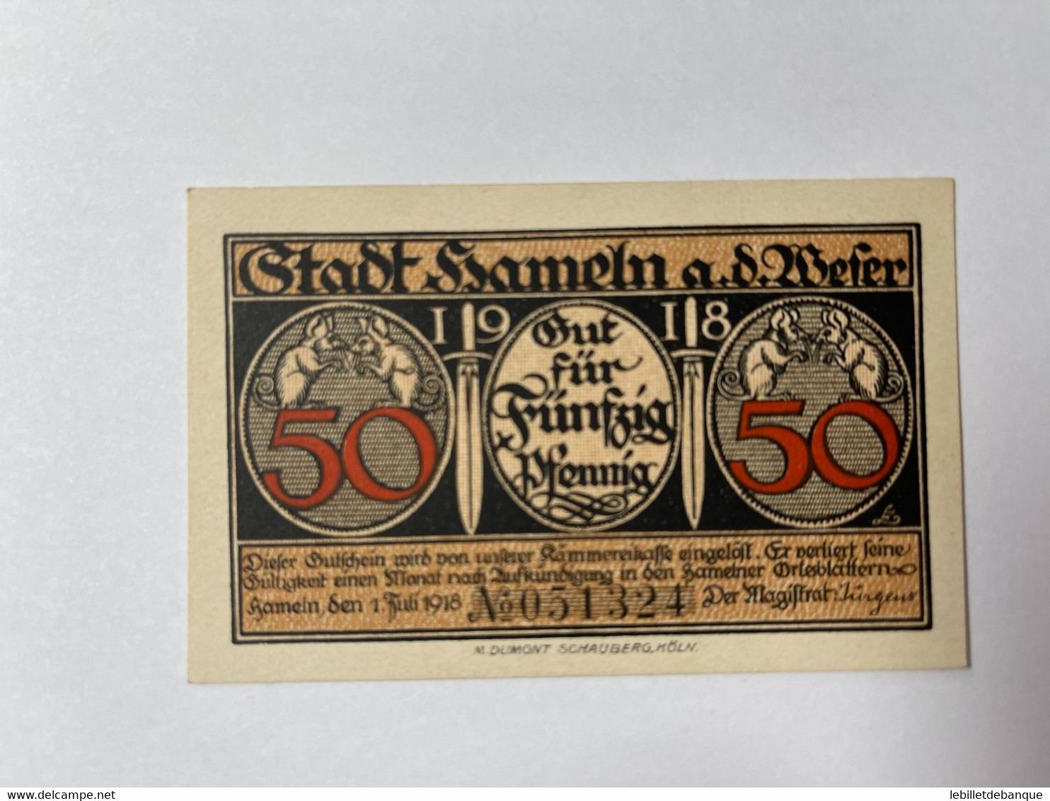 Allemagne Notgeld Hameln 50 Pfennig - Collections