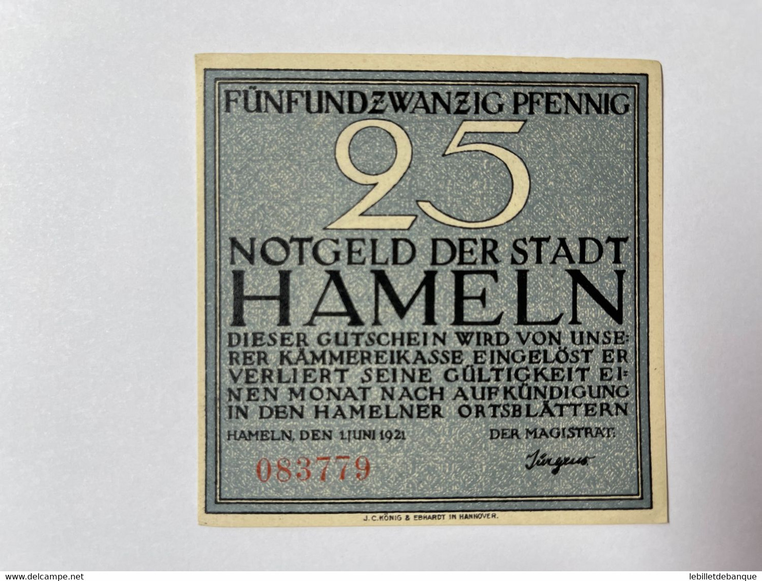 Allemagne Notgeld Hameln 25 Pfennig - Collections