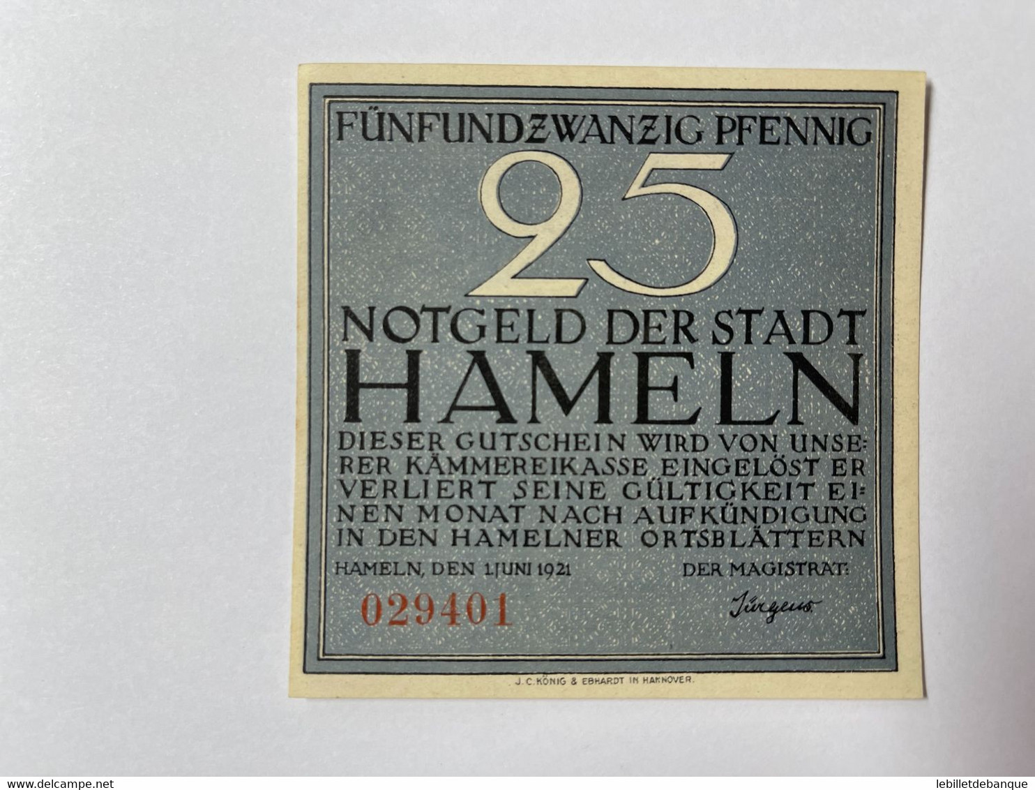 Allemagne Notgeld Hameln 25 Pfennig - Collections