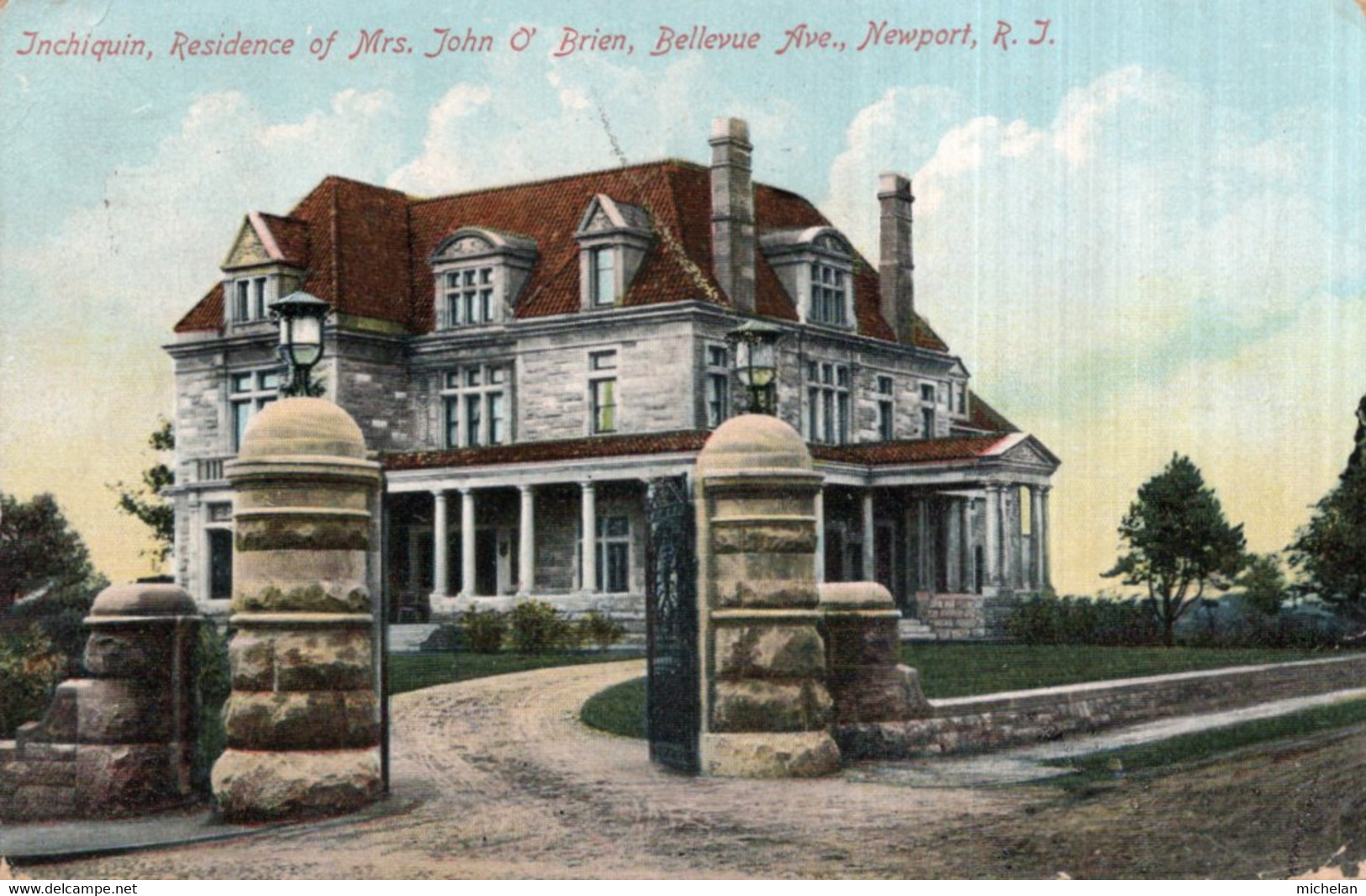 CPA   ETATS-UNIS--INDIQUIN, RESIDENCE OF MRS, JOHN O' BRIEN, BELLEVUE AVE. NEWPORT--1908 - Newport
