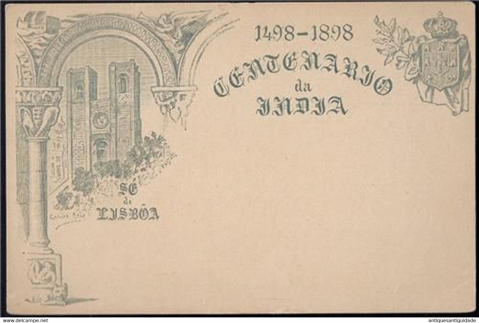 India's Centennial 1898 Postal Stationery  "SÉ DE LISBOA" TIMOR  3 AVOS - Ohne Zuordnung