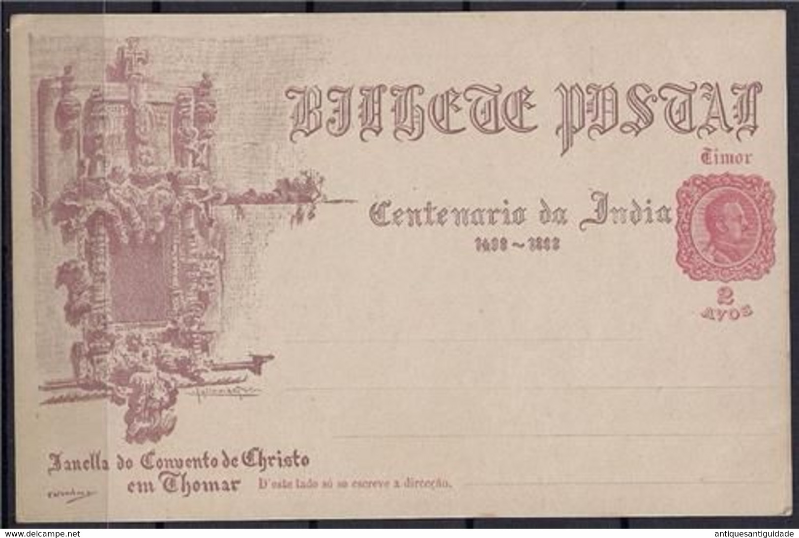 India 's Centennial 1898 Postal Stationery 2 Avos "CASTELO DA PENA CINTRA"  OVPT - Zonder Classificatie