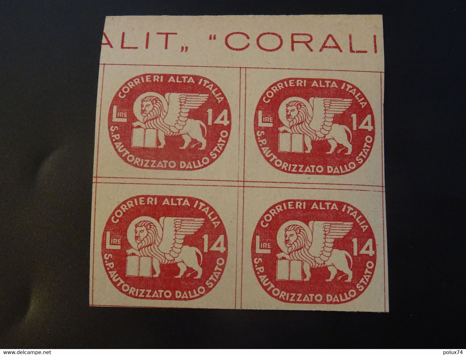 ITALIE  CORALIT 1945  Poste Privée Neuf** MNH  Bloc - Authorized Private Service