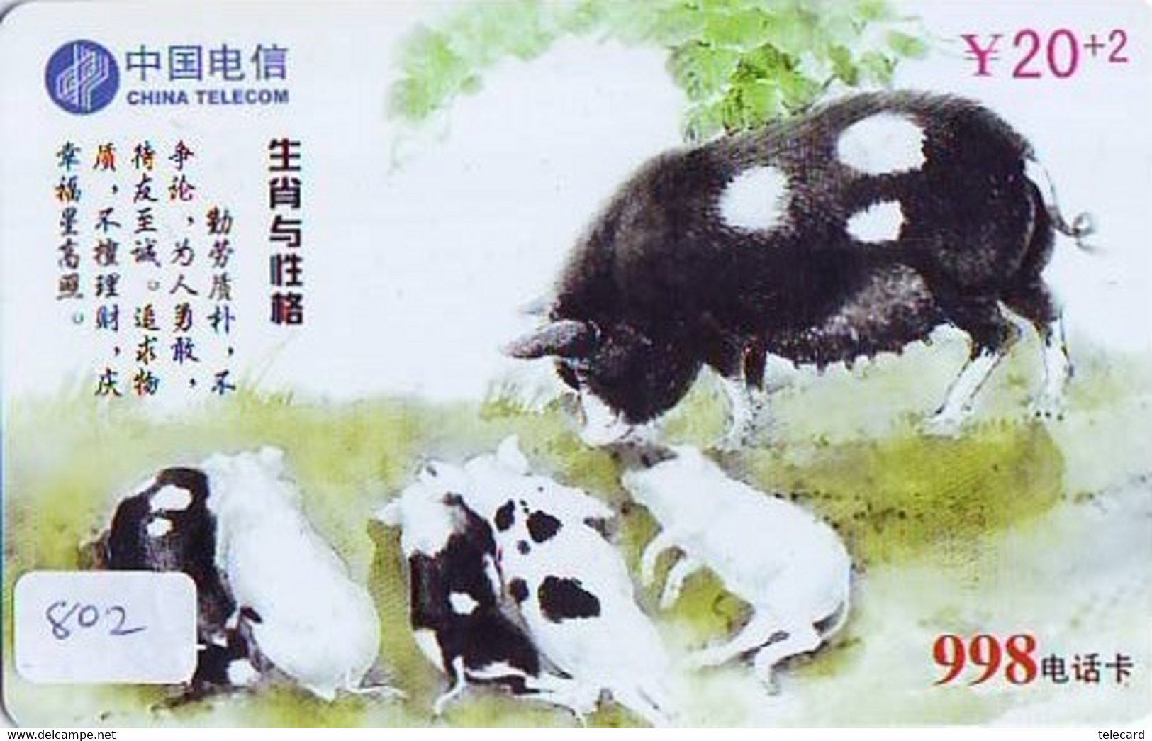 Télécarte Japon * YEAR Of The PIG (己亥) ZODIAC  (802) COCHON * PHONECARD JAPAN * TK * SCHWEIN * PORCO * VARKEN - Zodiaque