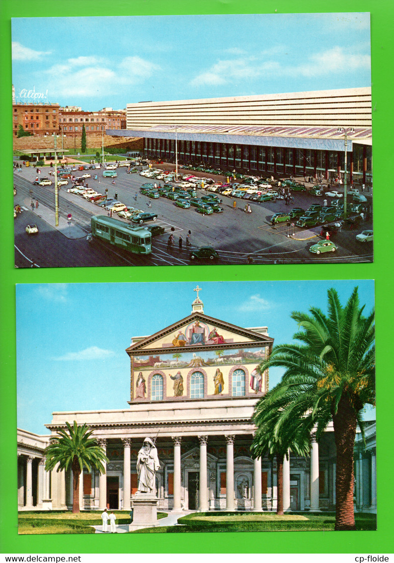 ITALIE . ROMA . " BASILICA DI S. PAOLO " & " STAZIONE TERMINI " . 2 CPM - Réf. N°29263 - - Collections & Lots