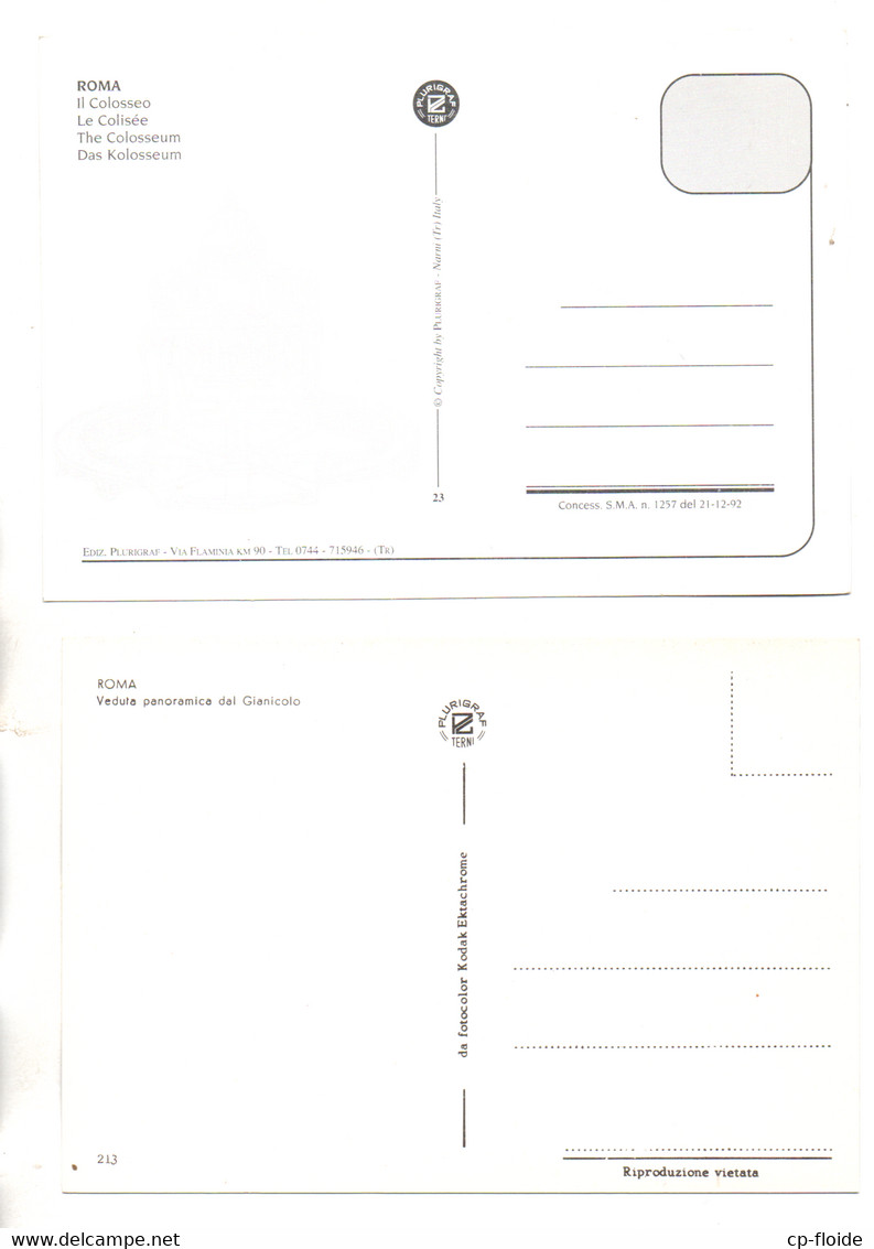 ITALIE . ROMA . " VEDUTA PANORAMICA DAL GIANICOLO " & " IL COLOSSEO " . 2 CPM - Réf. N°29268 - - Colecciones & Lotes